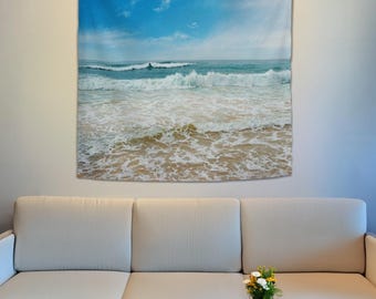 Ocean Beach Tapestry, Sea Wave Tapestry, Ocean Wall Decor, Coastal Tapestry, Seaside Wall Art, Beach House Decor, Living Room Wall Art