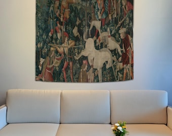 Medieval  Unicorn Tapestry Wall Art, Vintage Tapestry Wall Hanging, Maximalist Room Decor, Housewarming Gift, Medieval Wall Art