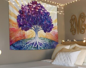 Celestial Tree of Life Tapestry, Yggdrasil Wall Art, Norse Mythology Gift, Spiritual Decor, Celtic Tree Tapestry, Yggdrasil Room Decor