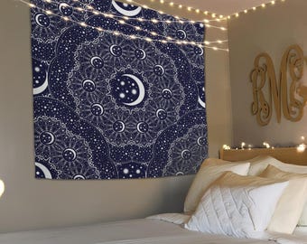 Lunar Tapestry, Moon and Stars, Moon tapestry, Celestial Tapestry, Wall Tapestry, Cotton Tapestry, Bedroom Tapestry, Tapestry Wallhanging