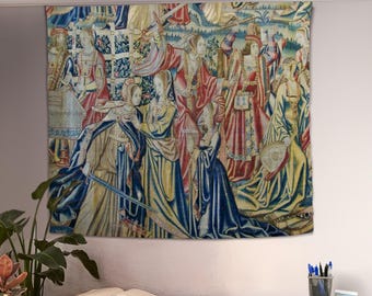 Hampton Court Wall Tapestry, Medieval Room Wall Decor, Medieval Backdrop, Historical Wall Art, Wall Hanging, Medieval Tapestry