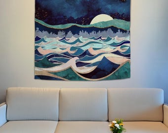 Ocean Wave Tapestry, Sea Wall Tapestry, Nature Tapestry, Home Decor Wall Art, Sea Wall Decor, Wave Wall Hanging, Ocean Wall Art