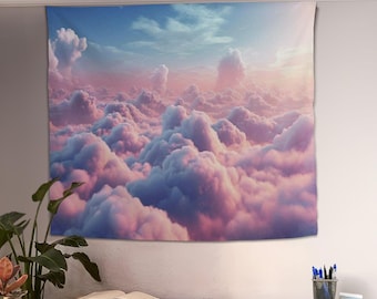 Esthetisch wandtapijt, slaapkamerdecoratie, schattig wandtapijt, girly wandtapijt, hemeltapijt, dromerig decor, schattig wandtapijt