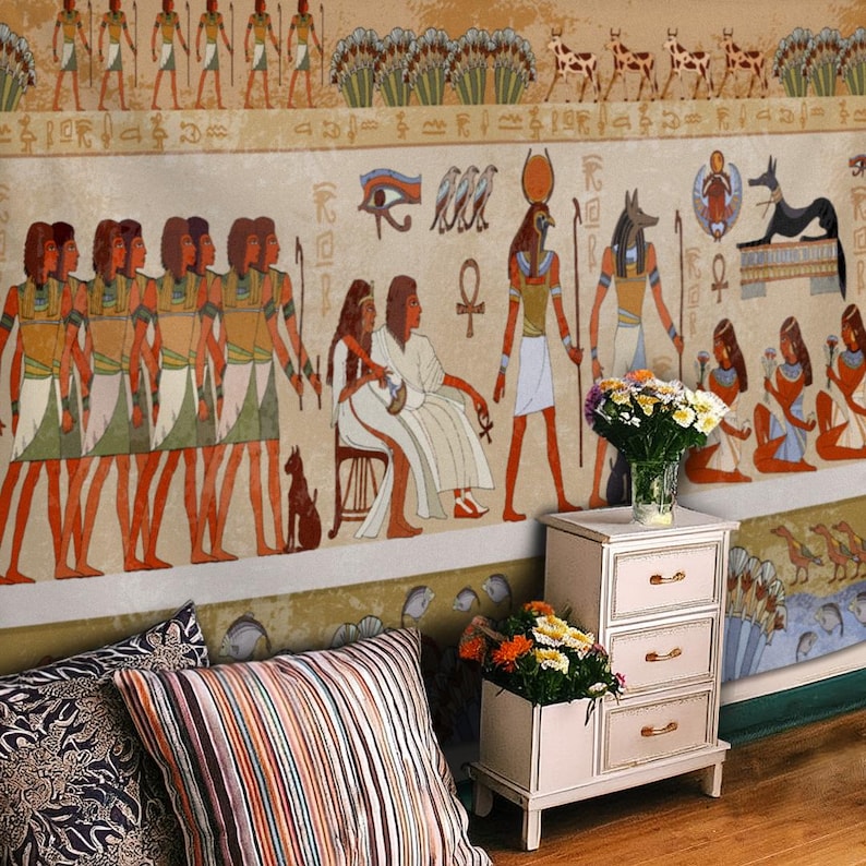 Ancient Egypt Wall Hanging, Egyptian Tapestry, Living Room Decor ...