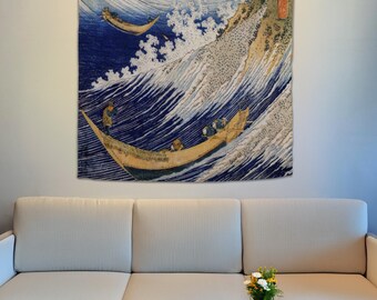 Ocean Tapestry, Japanese Tapestry, Tapestry Wallhanging, Hokusai Wave Tapestry, Wall Decor Tapestry, Large Wall Tapestry, Living Room Decor