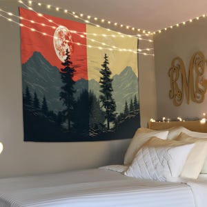 Nature Wall Tapestry, Pine Tree Decor, Landscape Tapestry, Mountain Tapestry, Extra Large Wall Art, Forest Tapestry, Nature Wall Decor