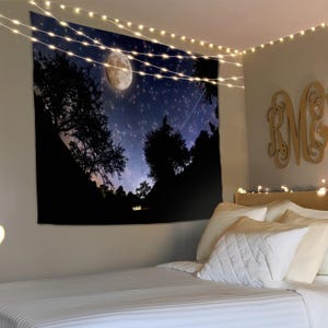 Arazzo da parete con cielo notturno, arazzo da parete con stelle e luna, decorazione per soggiorno, arazzo spaziale, decorazione da sogno per la stanza, regalo per la nuova casa