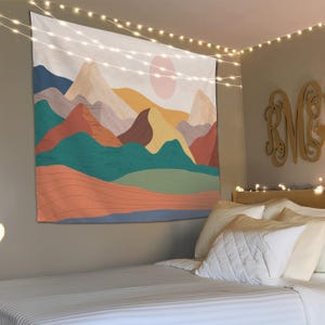 Mountain and Sun Wall Tapestry, Abstract Landscape Wall Hanging, Mountain Scene Art, Nature Tapestry, Home Decoration, Mountain Tapestry