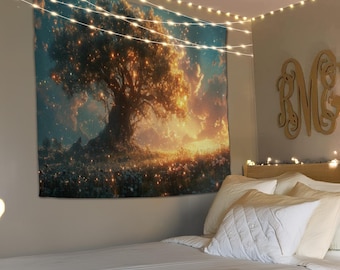 Celestial Tree of Life Tapestry, Life Tree Tapestry, Tree Wall Hanging, Celtic Decor, Nature Wall Art, Spiritual Decor, Wall Hanging