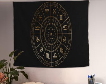 Zodiac Tapestry, Astrology Wall Tapestry, Wall Decor Tapestry, Large Wall Art, Astrology Gift, Wall Hanging