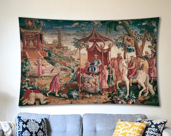 Royal Beauvais Tapestry Print, Medieval Wall Art, Bedroom Decoration, Wall Hanging, Room Wall Decor
