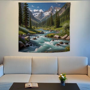 Nature Tapestry, Mountain Tapestry, Landscape Wall Art, College Tapestry, Aesthetic Room Decor, Forest Tapestry, Large Wall Hanging