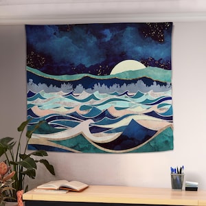 海の波のタペストリー、美的タペストリー、海の波のアート、タペストリー吊り下げ、海のタペストリー、自然のタペストリー、海の壁アート、壁のタペストリー