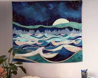 Ocean Wave Tapestry, Aesthetic Tapestry, Ocean Wave Art, Tapestry Hanging, Sea Tapestry, Nature Tapestry, Ocean Wall Art, Wall Tapestry