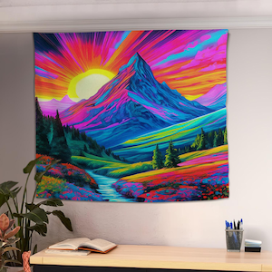 Colorful Nature Wall Hanging, Scenery Tapestry, Mountain Tapestry, Nature Tapestry, Landscape Tapestry, Nature Wall Hanging