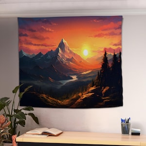 Mountatin Tapestry, Mountain Wall Decor, Landscape Tapestry, Sunset Wall Art, Nature Tapestry, Living Room Tapestry, Nature Wall Hanging