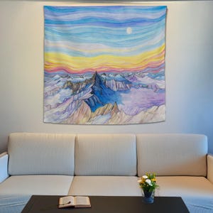 Arazzo Boho Mountain, Arazzo Paesaggio, Arazzo Grande da Parete, Arazzo Moderno da Parete, Decorazione da Parete, Arazzo Natura, Arte da Parete per Soggiorno