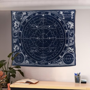 Horoskop Wandteppich, Sternzeichen Wanddekor, himmlischer Wandteppich, Astrologie Karte Kunst, Sternzeichen Wandteppich, ästhetischer Wanddekor