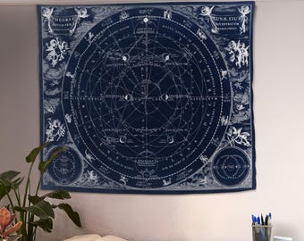 Horoscope Tapestry Hanging, Zodiac Wall Decor, Celestial Tapestry, Astrology Map Art, Zodiac Tapestry, Tapestry Aesthetic Wall Decor