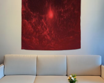 Tapiz de cielo rojo, tapiz para colgar en la pared, tapiz gótico, decoración de habitación oscura, regalo de decoración con tapiz, tapiz abstracto, tapiz para sala de estar