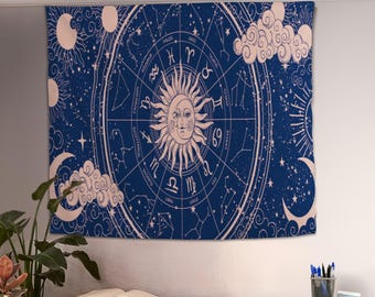 Zodiac Tapestry, Astrology Tapestry, Constellation Art, Astrology Gift, Zodiac Wall Decor, Astrology Decor, Zodiac Wall Art, Wall Hanging