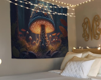 Mushroom Tapestry, Mushroom Lover Gift, Living Room Decor, Bedroom Tapestry,  Mushroom Wall Art, Aesthetic Wall Decor