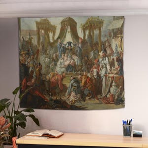 Das Publikum des chinesischen Kaisers Wandteppich, Mittelalterlicher Wandteppich, Wandbehang, Wandteppich Vintage, Mittelalterliche Wandkunst