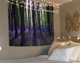 Forest Tapestry, Tree Wall Hanging, Lavender Tapestry, Living Room Tapestry, Wall Hanging Nature, Home Wall Decor, Forest Wall Art