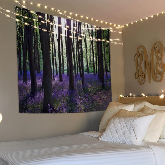 Forest Tapestry, Tree Wall Hanging, Lavender Tapestry, Living Room