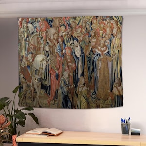 David and Bathsheba Medieval Tapestry, Medieval Wall Art, Vintage Wall Hanging, Renaissance Art, Home Decor, Large Tapestry, Wall Decor