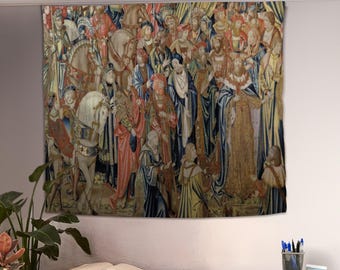 David and Bathsheba Medieval Tapestry, Medieval Wall Art, Vintage Wall Hanging, Renaissance Art, Home Decor, Large Tapestry, Wall Decor