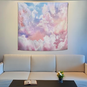 Pink Sky Wall Tapestry, Cloud Wall Hanging, Cloud Home Decor, Home Decoration, Unique Gift, Room Decor, Cloud Tapestry, Wall Decoration