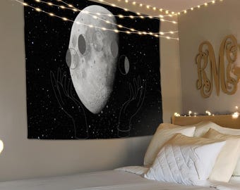 月の壁掛け、天体タペストリー、大型タペストリー壁飾り、月のタペストリー、新築祝いの贈り物、タペストリーの美しい壁掛けアート
