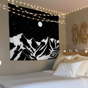 Mountain Wall Hanging, Housewarming Gift, Tapestry Aesthetic Decor, Mountain Tapestry, Mountain Scene Art, Living Room Tapestry