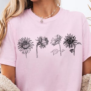 Comfort Colors Sunflower T-Shirt: Vintage Floral Garden Tee