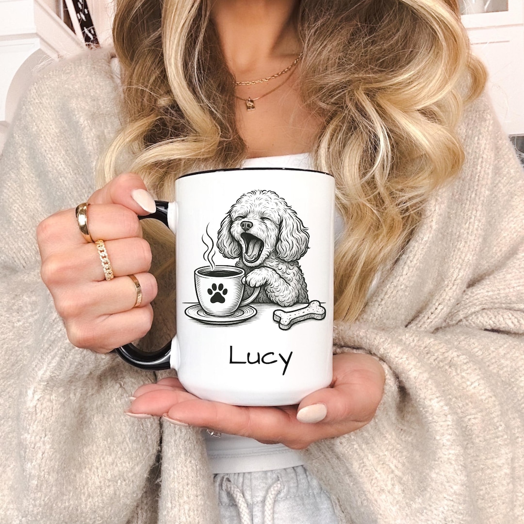Custom Name Cavapoo Mug, Personalized Dog Name Coffee Cup, Dog Lover ...
