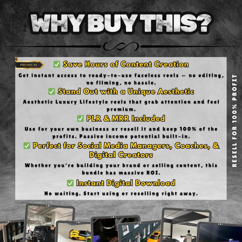 Luxury Reels Bundle, 14000+ Faceless Videos with Master Resell Rights (MRR/PLR) image 5