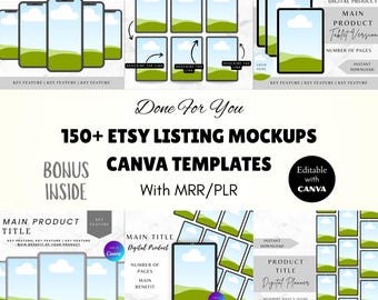 Más de 150 plantillas de maquetas de anuncios de Etsy, maquetas editables de Canva con derechos de reventa maestros (MRR/PLR).