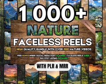 1000+ Nature Faceless Reels Bundle, MRR & PLR (Digital Download)
