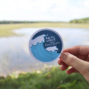 Sticker santé mentale pratique / « Surfez sur la vague des émotions » / Sticker psychologie / Sticker vinyle laminé imperméable / Sticker pour ordinateur portable