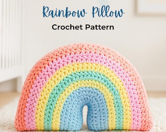 Crochet Pattern Rainbow Pillow for Nursery – PDF Digital Download