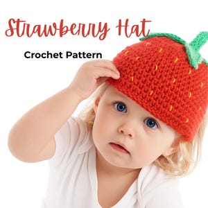 Strawberry Hat Crochet Pattern Baby Girl Hat Pattern | Easy Baby outfit Crochet PDF | Beginner-Friendly Crochet Pattern | Baby Shower Gift