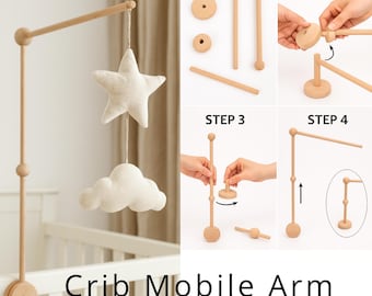 Wooden Crib Mobile Arm – Natural Beech Wood Mobile Holder for Baby Nursery