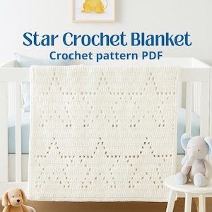 Babydecke Häkelanleitung PDF | Sterne Design | Moderne Häkeldecke | DIY-Baby-Dusche-Geschenk | Sofortiger digitaler Download