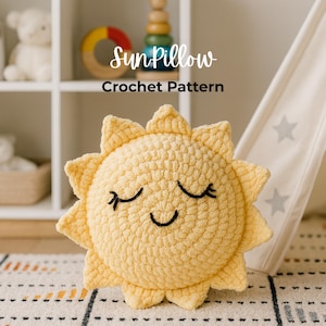 Sun Pillow Crochet Pattern Sun Cushion for Nursery – PDF Digital Download