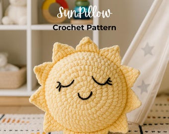 Sun Pillow Crochet Pattern Sun Cushion for Nursery – PDF Digital Download