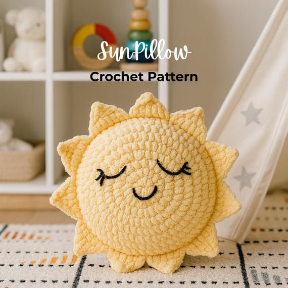 Sun Pillow Crochet Pattern Sun Cushion for Nursery – PDF Digital Download