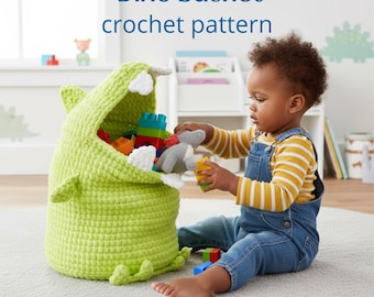Dinosaur Basket Crochet Pattern: Easy Toy Storage (PDF Pattern)