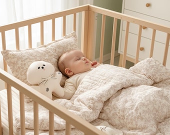 Vintage Bunny Crib Bedding Set: Muslin-Feel Quilt & Pillow