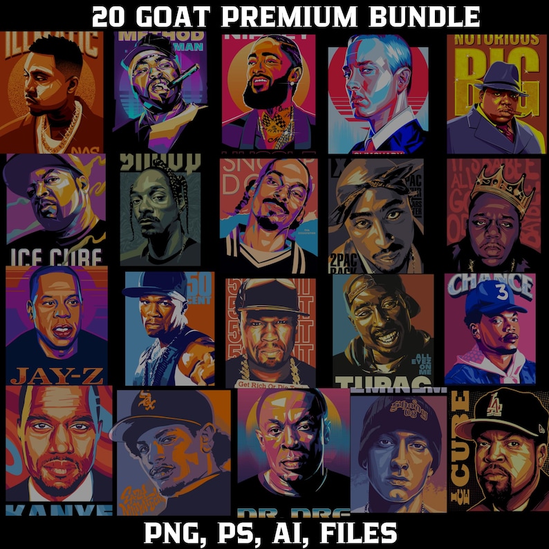 20 Rapper Pack Design Bundle - PNG, PS AI Files | Hip-hop and Rap ...